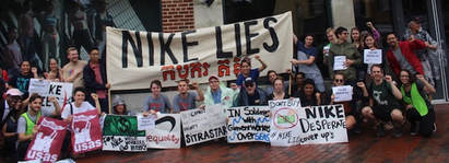 A Georgetown protest against Nike lying about not using sweatshops